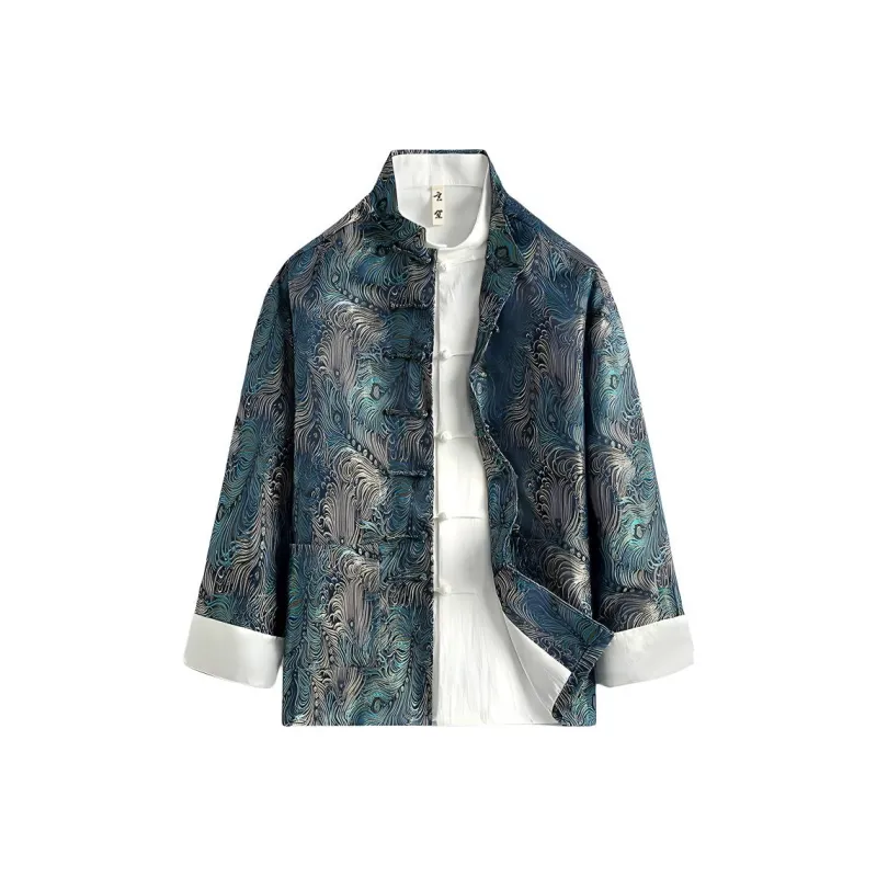XUANSHENG Jackets Coats Men's Peacock Feather-0