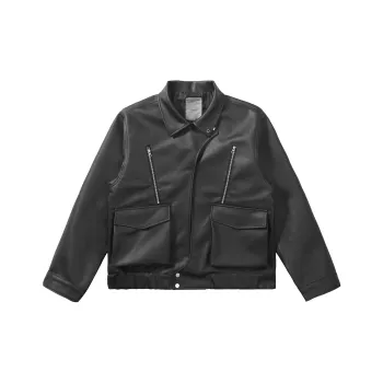 HARSH AND CRUEL Leather Jackets Unisex Black