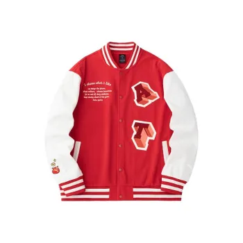 Anta Year Of The Dragon Series Baseball Jacket Unisex Maple Leaf Red/White Duck Down