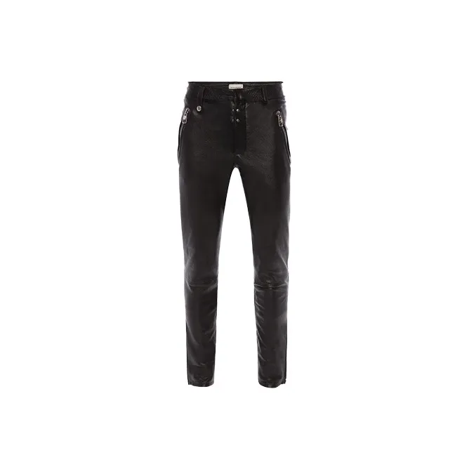 Alexander McQueen Mid Rise Leather Cropped Trousers-0