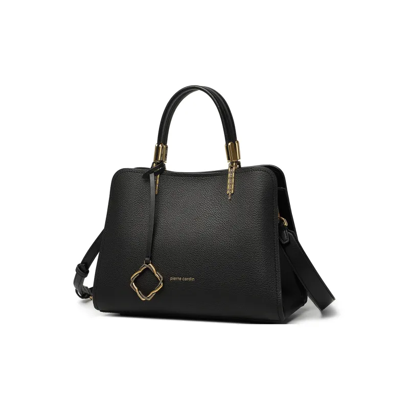 PIERRE CARDIN Cow Leather Mom Bag, Shoulder Bag, Crossbody Bag, Handbag Medium Size Women's Black/Green/Red/Beige-1