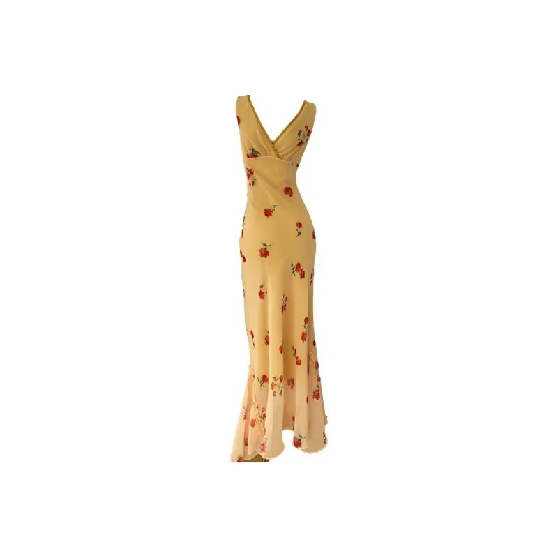 GUOZHEN Slip Dress Women's Yellow-1