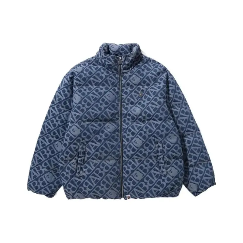 Bape Denim Monogram Puffer Down Jacket-3