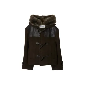 Burberry Faux Fur Trimmed Hood Duffle Jacket
