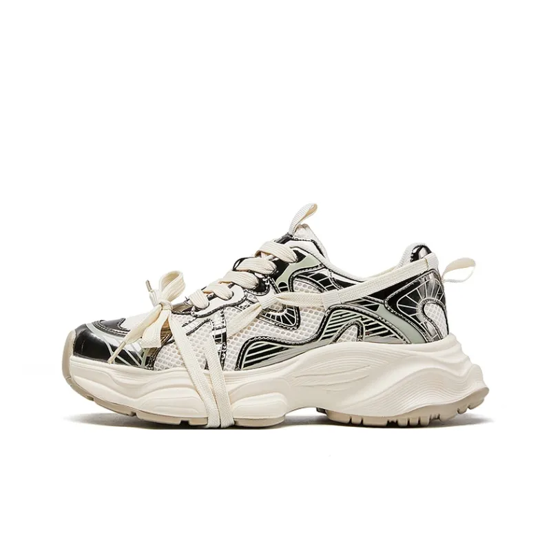 EXULL Q Breathable Lightweight Height Increasing Low Top Chunky Sneakers Women's-0