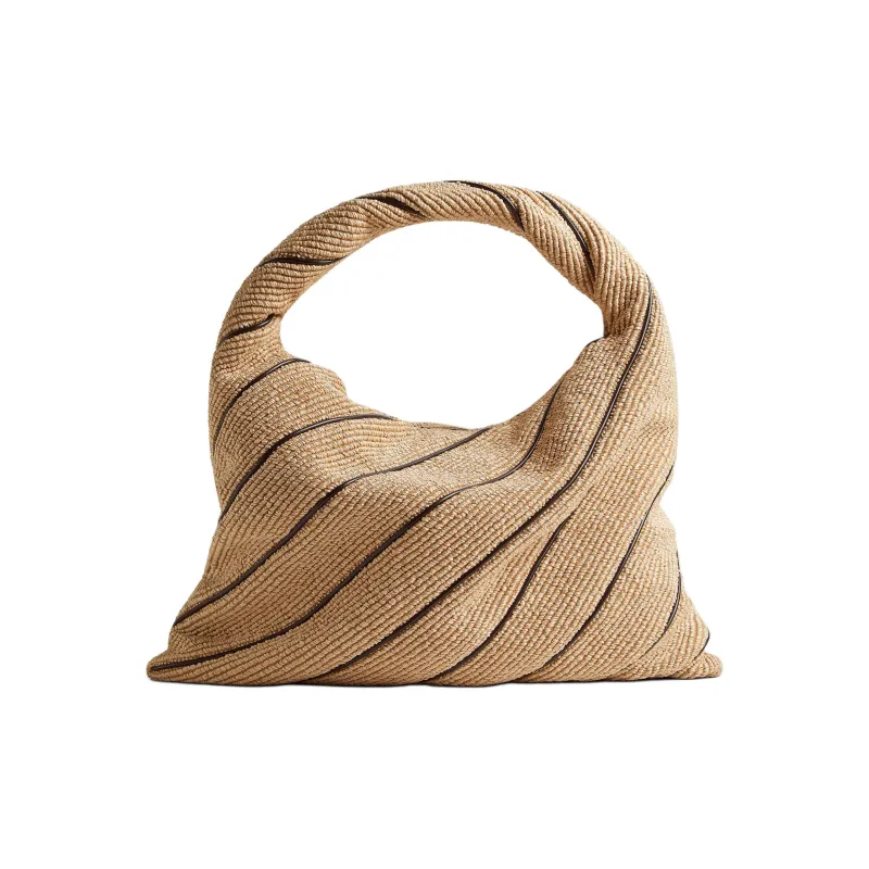 Bottega Veneta Nylon Shoulder Bag Tubas Women's Natural & Brown-2
