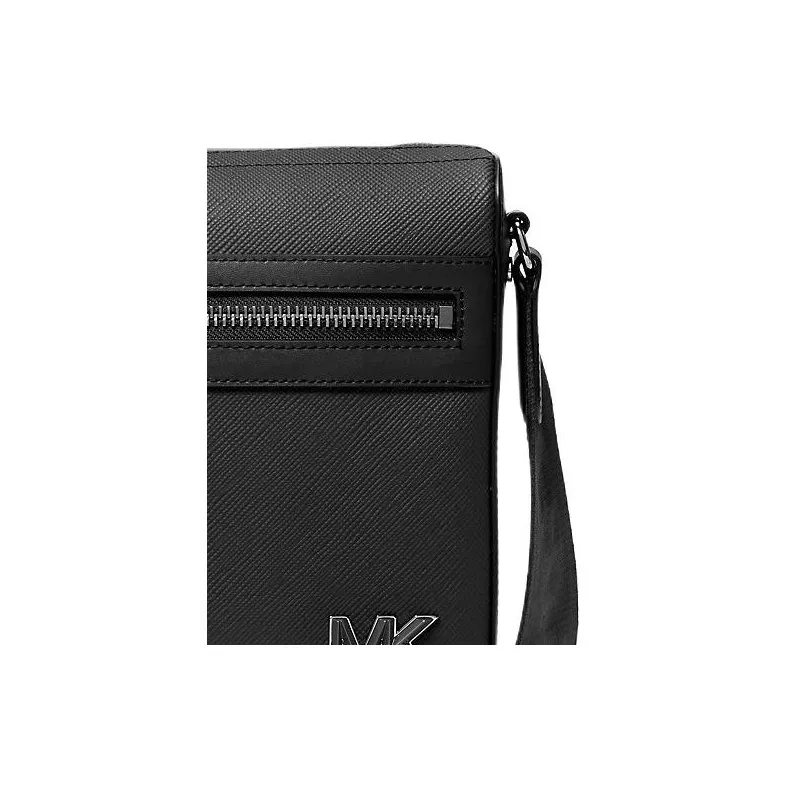 MICHAEL KORS Leather Messenger Bag, Shoulder Bag, Crossbody Bag Medium Size Men's Black-4