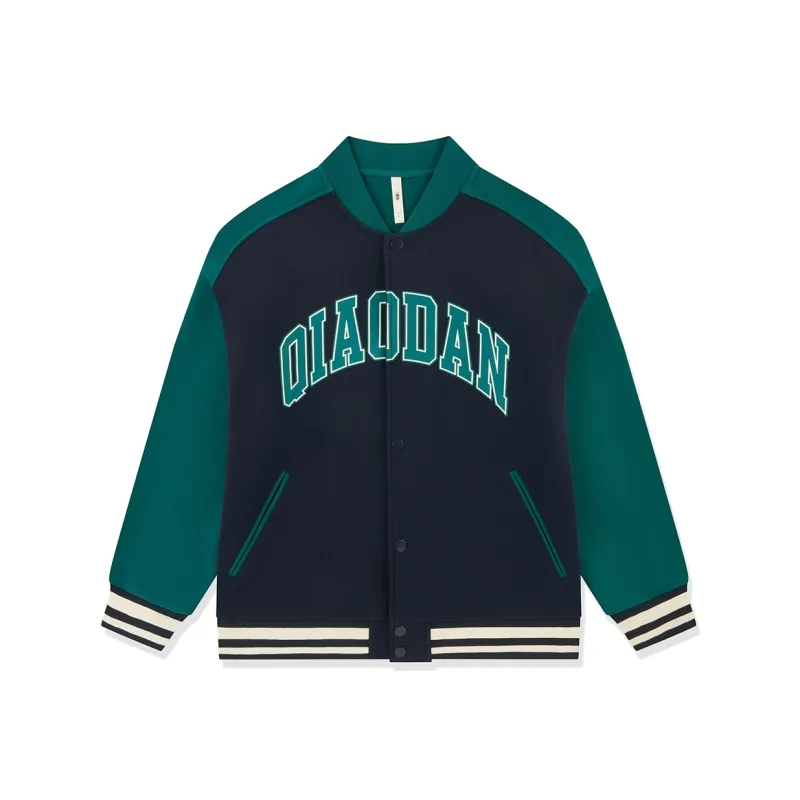QIAODAN Baseball Jacket Men's Nova Blue/Green Finch-0