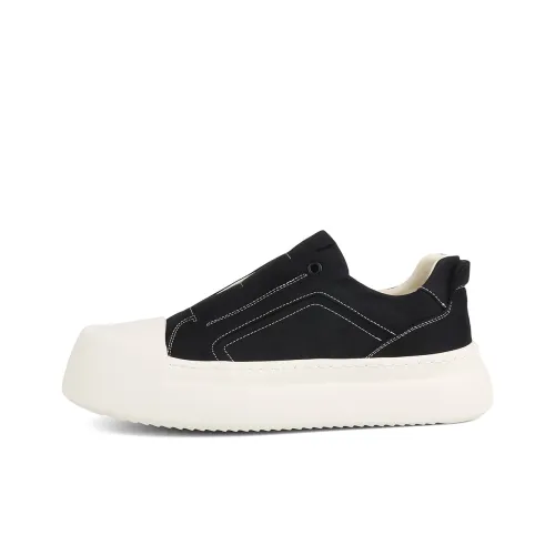 Daying Breathable Height Increase Low Top Canvas Shoes Men's Black