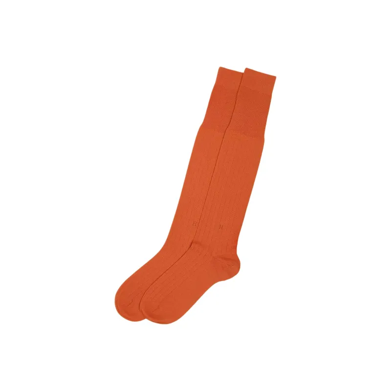 HERMES FW24 Knee High Socks Men's 1 Pack Orange-0