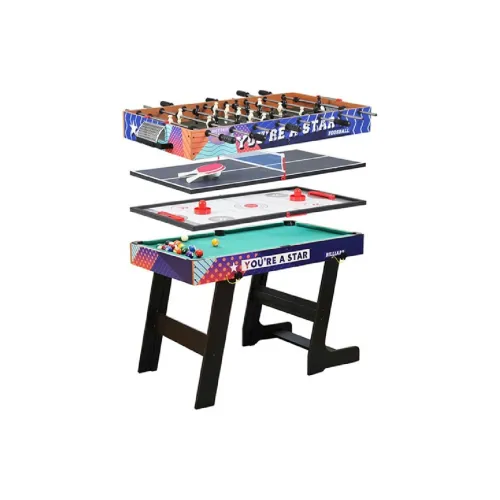 HUANGGUAN 4 in 1 Foldable Pool Table, Soccer Table, Table Tennis Table, Ice Hockey Table Board Games