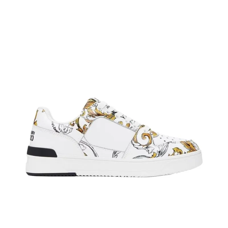 VERSACE JEANS COUTURE Low Top Skateboard Shoes Men's White-1
