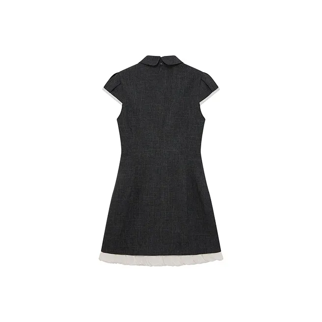 D'zzit Short Sleeved Dress Women's Dark Gray-1