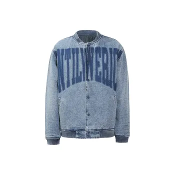 UNTILWERICH Baseball Jacket Fall And Winter Thickened Puffer Jacket Unisex Blue