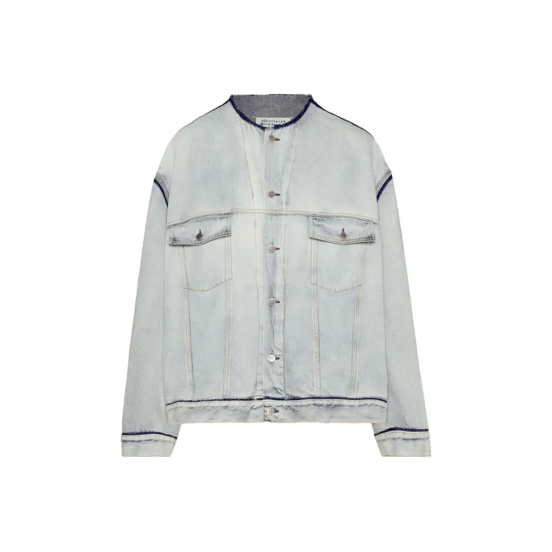 Maison Margiela Raw Cut Detailed Denim Jacket-0