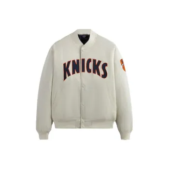 KITH New York Knicks Pinstripe Satin Bomber Jacket