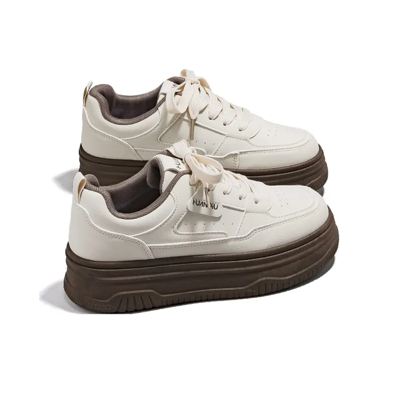 HUANQIU Slip Resistant, Abrasion Resistant, Breathable Low Top Skateboard Shoes Women's Light Coffee-2
