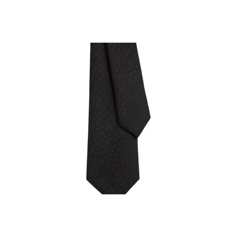 HERMES Mulberry Silk Ties Men's Black-1