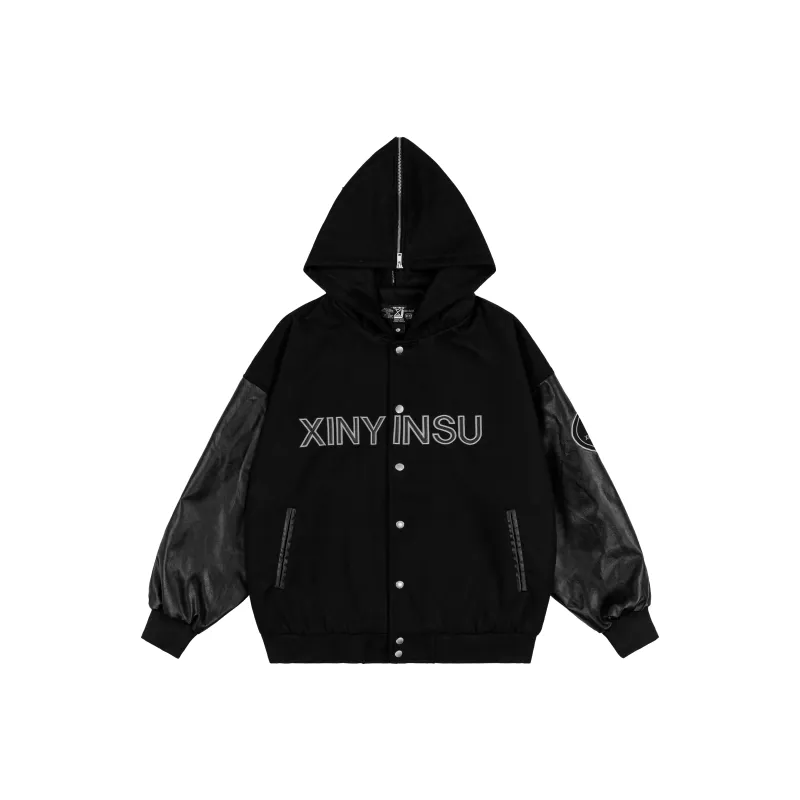 XINYINSU Baseball Jacket Unisex Black-0