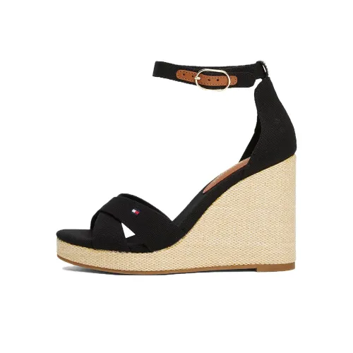 Tommy Hilfiger Wedge One Strap Sandals 10.2cm Women's Black