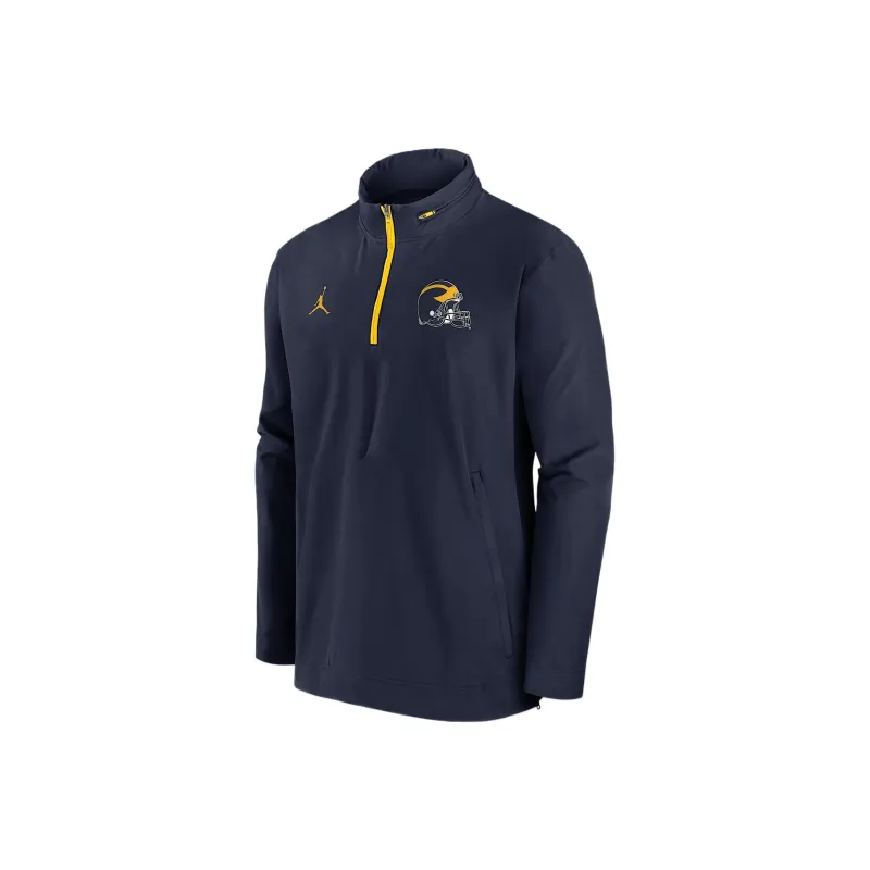 Jordan Michigan Wolverines Sideline Coach Men's Nike College 1/2 Zip Hooded Jacket-0