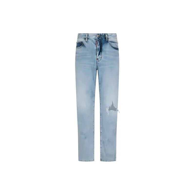 Dsquared2 Ripped Detailed Straight Leg Jeans-0