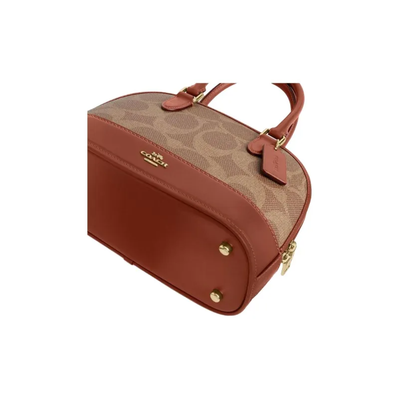 COACH Artificial Leather One Shoulder Handbag Trumpets Women's Brown Yellow With Caramel-2
