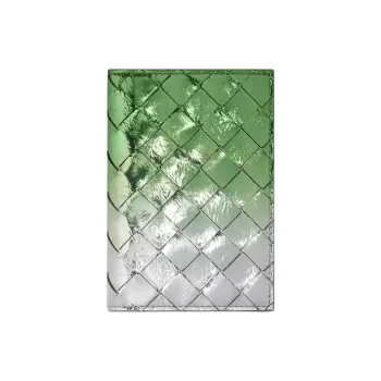 Bottega Veneta Goatskin Passport Holder Women's Silver & Fresh Mint Green