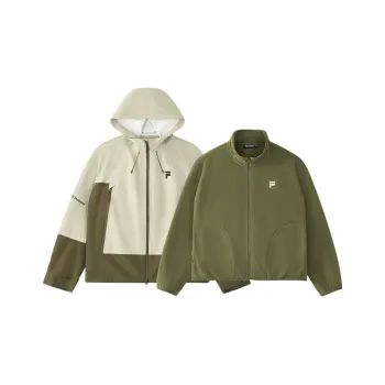 FILA FUSION Jacket Unisex Pale Khaki With A Subtle Lattice Pattern
