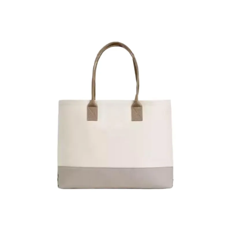 MADEN Cotton Tote Bag, Shopping Bag, Handbag Large Size Unisex Apricot Gray-1