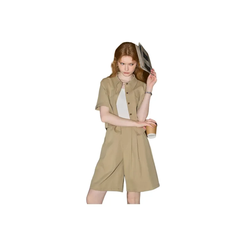 KUHNMARVIN Shirt Matching Set Women's Khaki-2