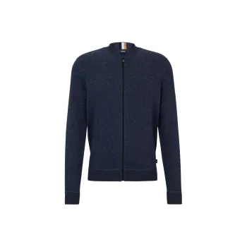 HUGO BOSS Regular-Fit Bomber Jacket In Virgin Wool Jackets Coats Men's Blue