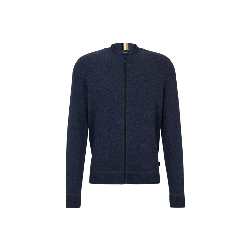 HUGO BOSS Regular-Fit Bomber Jacket In Virgin Wool Jackets Coats Men's Blue-0