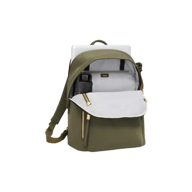 TUMI Voyageur Fabric With Cow Leather Backpack Medium Size Women's Olive Green-1