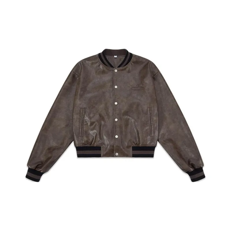 Crying Center Baseball Jacket Unisex Brown-0