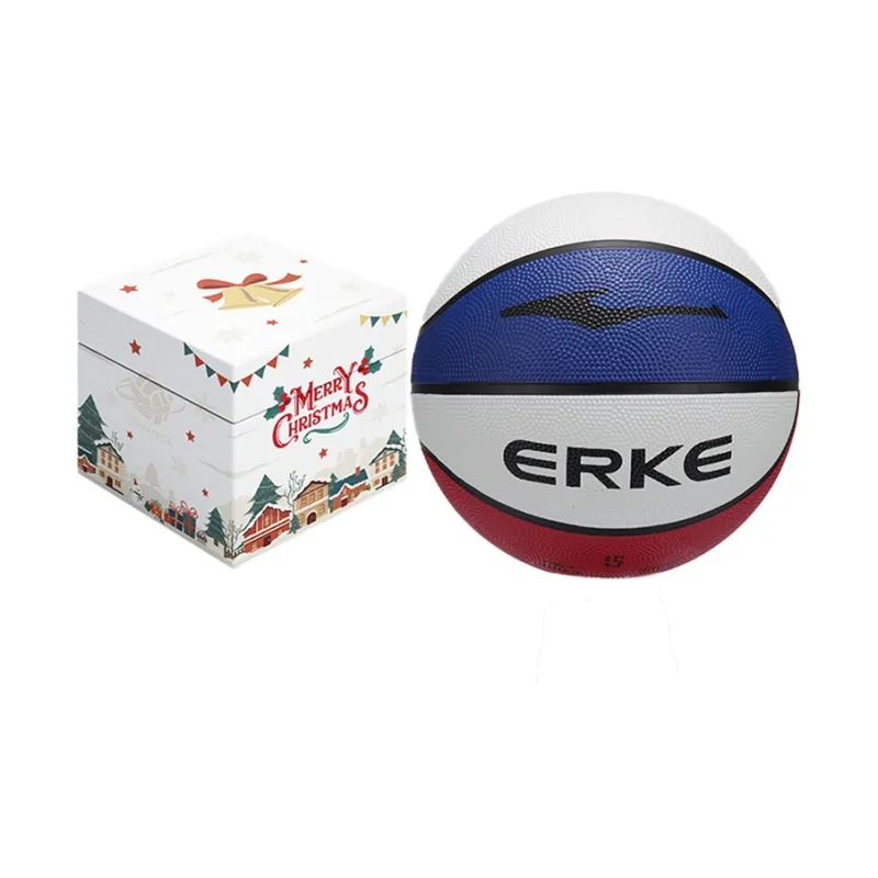 Erke Rubber Basketball Red White Blue Size 5 Ball Training Competition Unisex-10