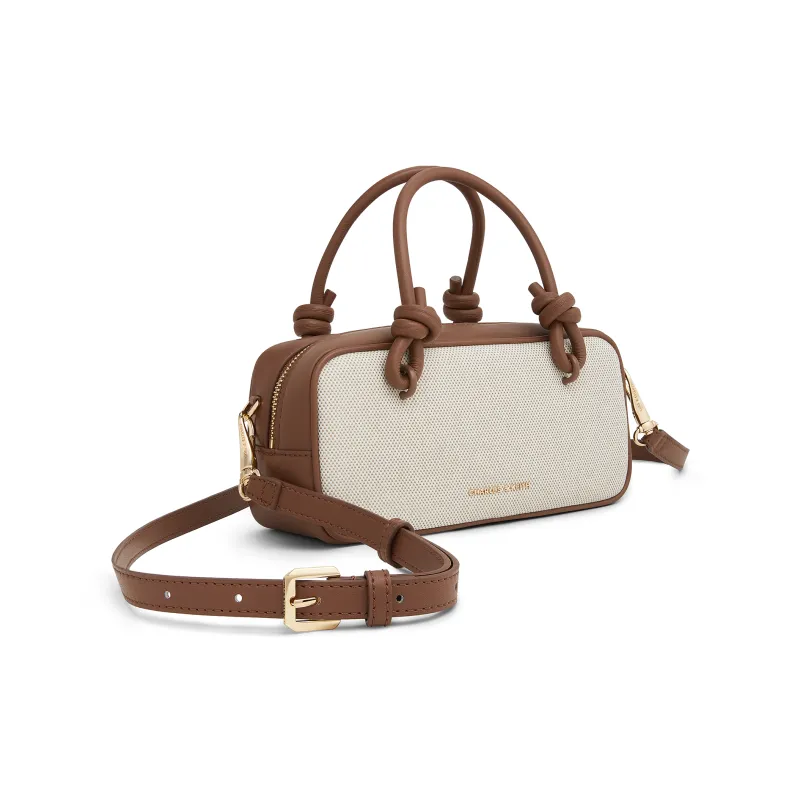 CHARLES&KEITH Canvas Handbag Small Size Women's Taupe Canvas Taupe/Beige-2