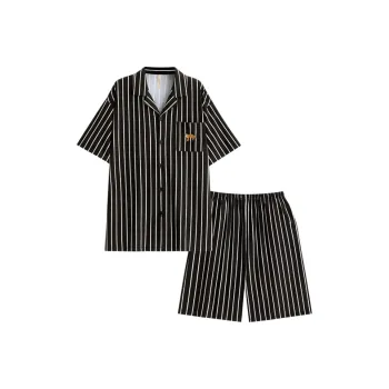 JIALEFEN Pajama Set Men's Casual Black