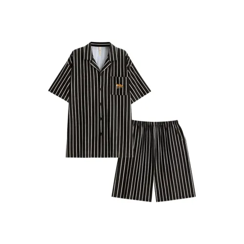 JIALEFEN Pajama Set Men's Casual Black