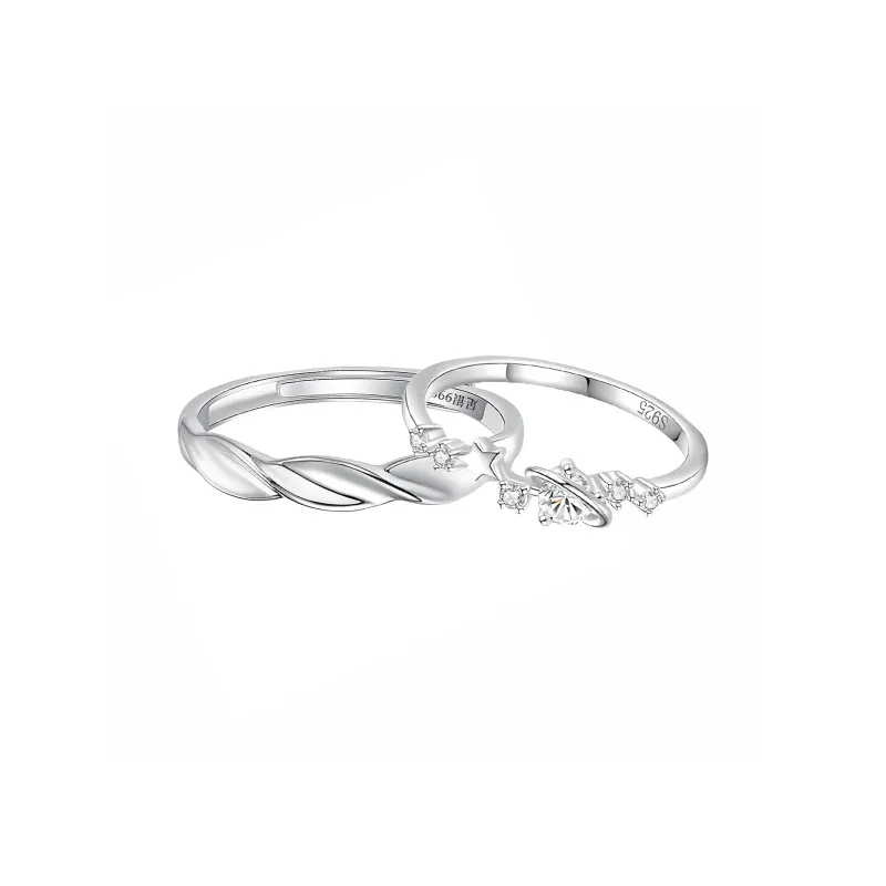 MAGICPOLE 925 Sterling Silver With Zircon Rings Unisex Silver-10
