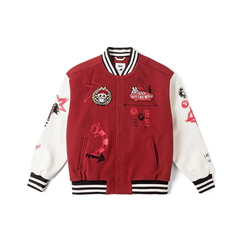 Vans x THE MONSTERS Baseball Jacket Unisex Red Brown-0