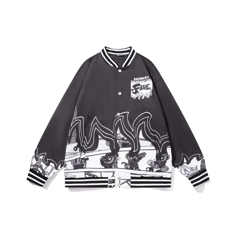 FireMonkey Baseball Jerseys Unisex Black-0
