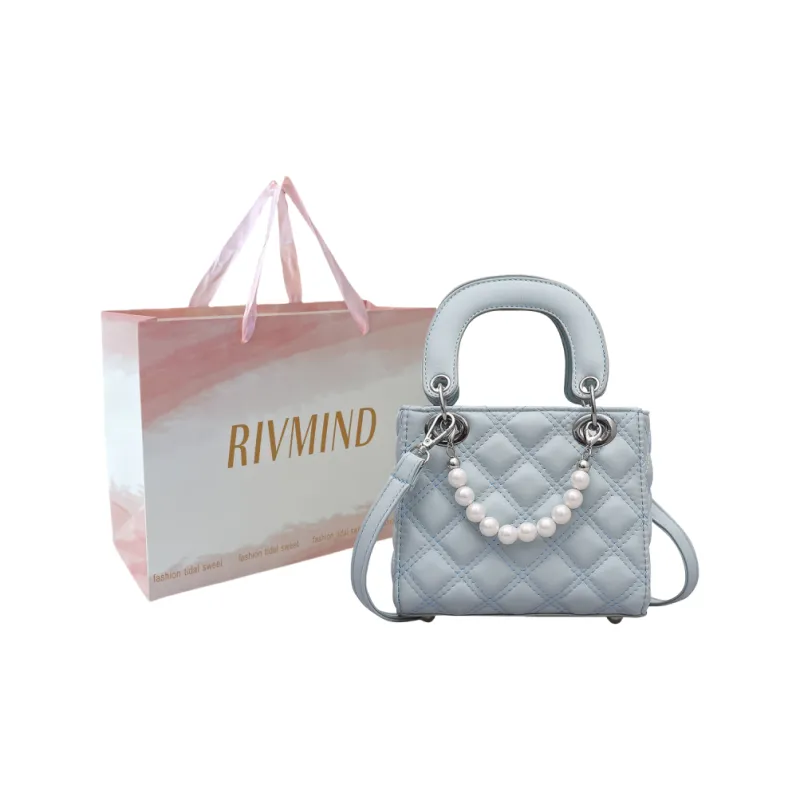 RIVMIND PU One Shoulder Handbag, Crossbody Bag Women's Denim Blue/Black/Blue/Dark Blue-5