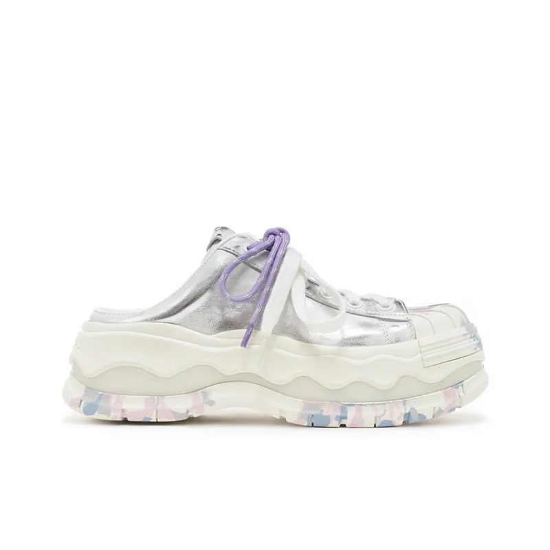 VITTORIO VENTURA Low Top Casual Skateboard Shoes Women's Silver-1