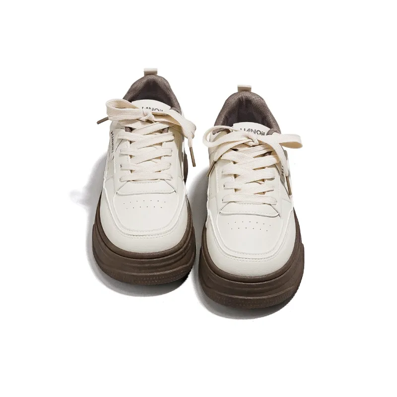 HUANQIU Slip Resistant, Abrasion Resistant, Breathable Low Top Skateboard Shoes Women's Light Coffee-3