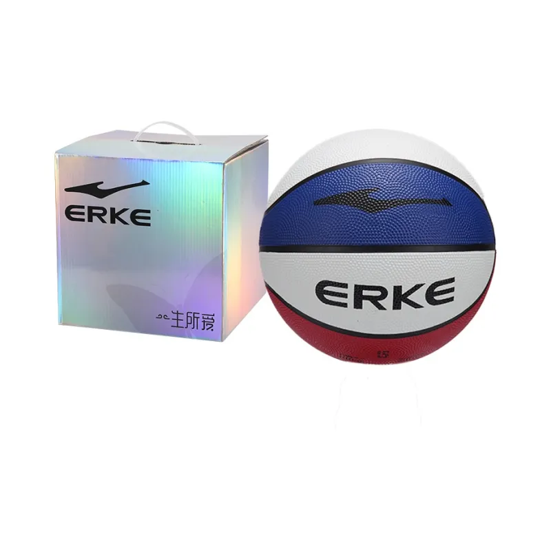 Erke Rubber Basketball Red White Blue Size 5 Ball Training Competition Unisex-5