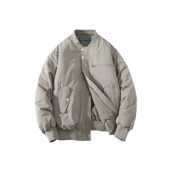 A SQUARE ROOT Baseball Jacket Coat Unisex Gray