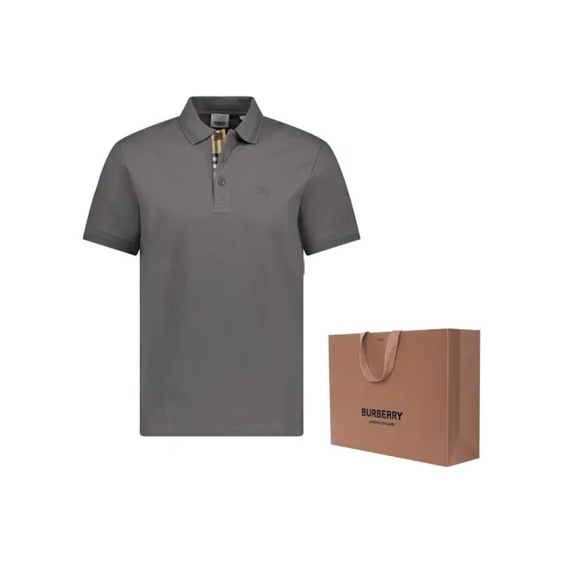 Burberry Logo Embroidered Men's Polo Shirt Dark Grey-3