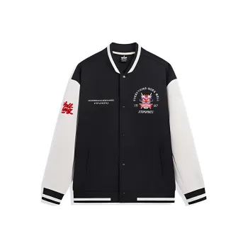 XTEP Baseball Jacket Men's Jet Black/Cotton White