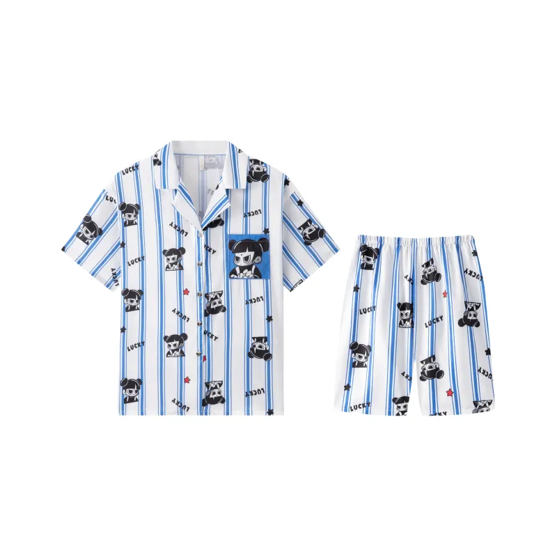 Gongdie x NEZHA,LIANMINGKUAN Pajama Set Unisex Blue White-6